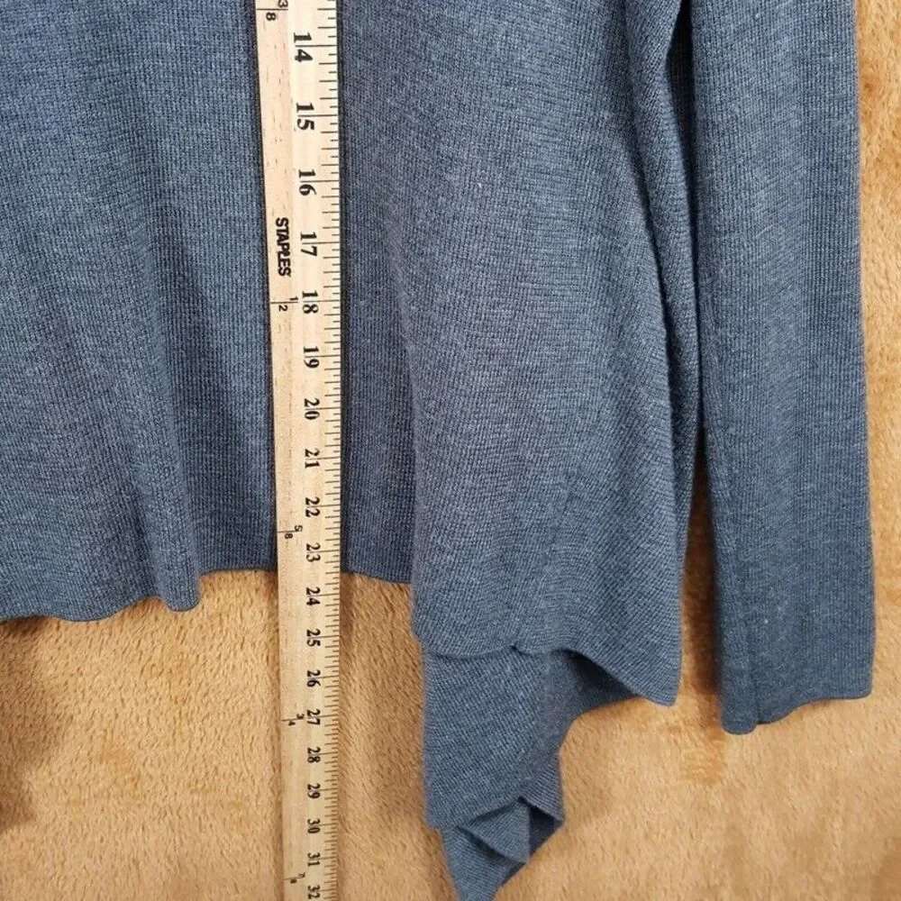 REISS Sweater Womens Medium Gray Open Draped Cardigan Merino Wool Blend - Picture 7 of 8